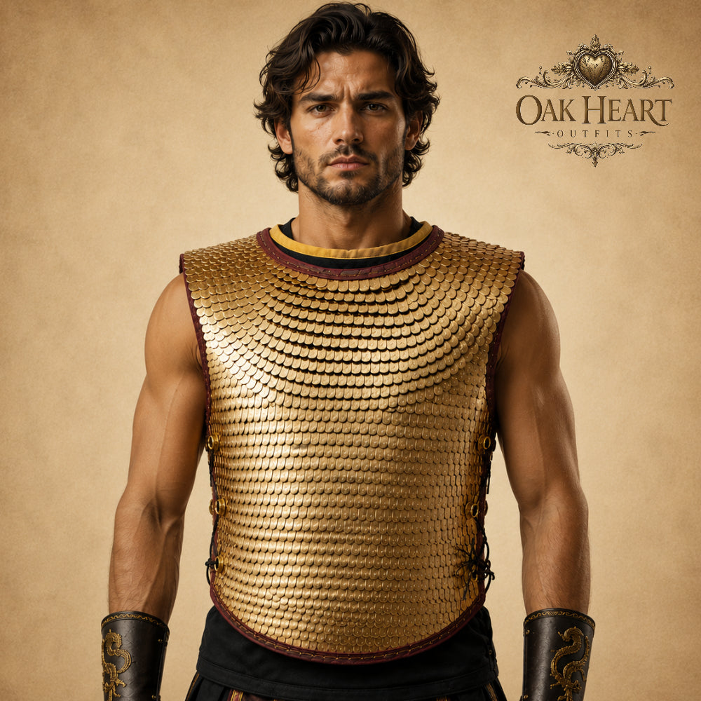 Roman Brass Scale Armor Lorica Squamata – Handmade Medieval Warrior Cuirass Gift
