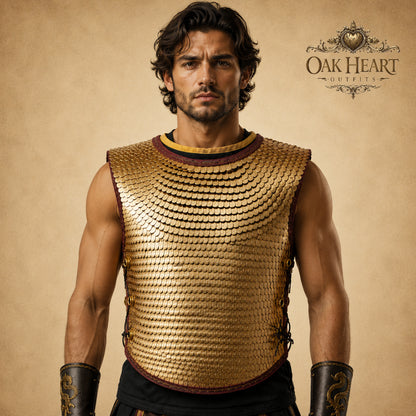 Roman Brass Scale Armor Lorica Squamata – Handmade Medieval Warrior Cuirass Gift