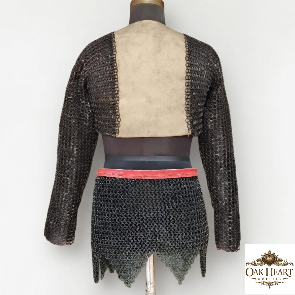 9mm Riveted Chainmail Voider Gambeson with Skirt | Medieval Armor Set for LARP, SCA & Reenactment