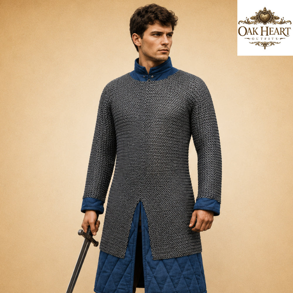 Medieval Chainmail Shirt Full Sleeve – 9MM Riveted Rings with Washers Armor