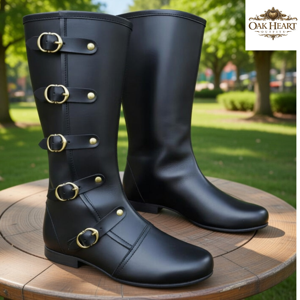 Medieval Leather Boots – Viking Pirate Shoes for LARP, Ren Faire &amp; Halloween Costume