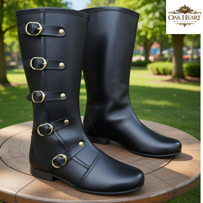 Medieval Leather Boots – Viking Pirate Shoes for LARP, Ren Faire &amp; Halloween Costume