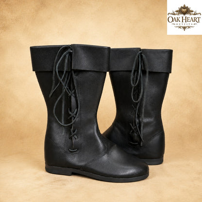 Medieval Leather Boots for Men – Renaissance Faire Lace Up Boots, Viking Shoes,