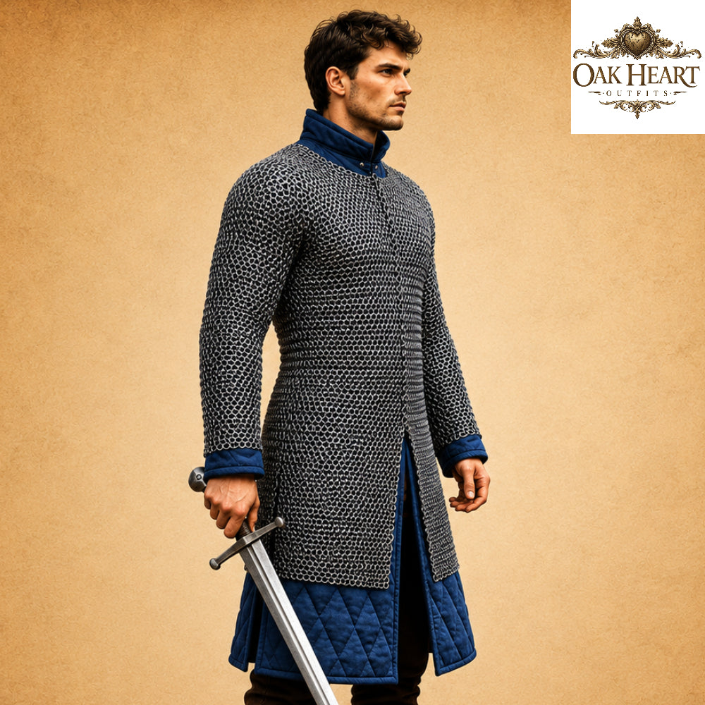 Medieval Chainmail Shirt Full Sleeve – 9MM Riveted Rings with Washers Armor