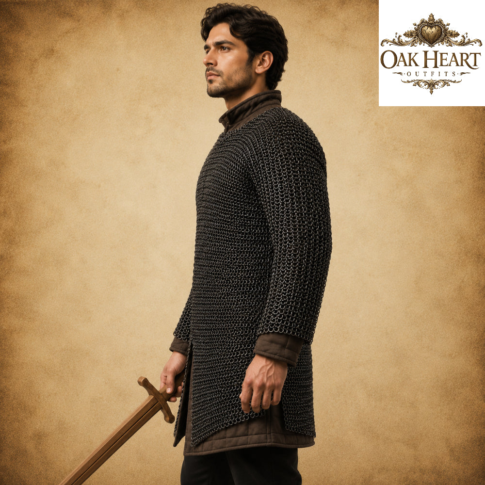 Medieval Chainmail Shirt | 9mm Round Riveted Rings with Flat Washers | Handmade LARP Armor | Viking Hauberk