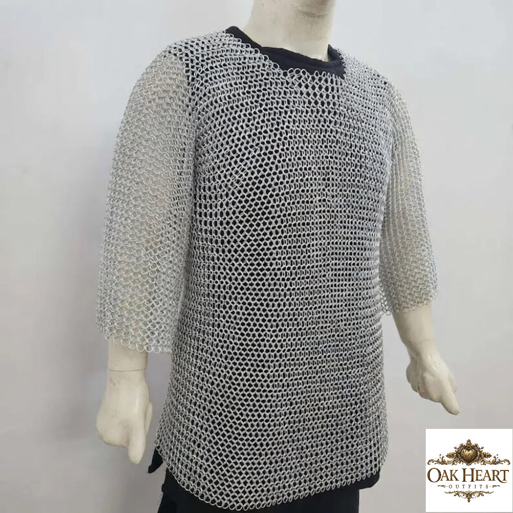 Medieval Aluminum Chainmail Shirt – 9MM Butted Rings, Half Sleeve Haubergeon