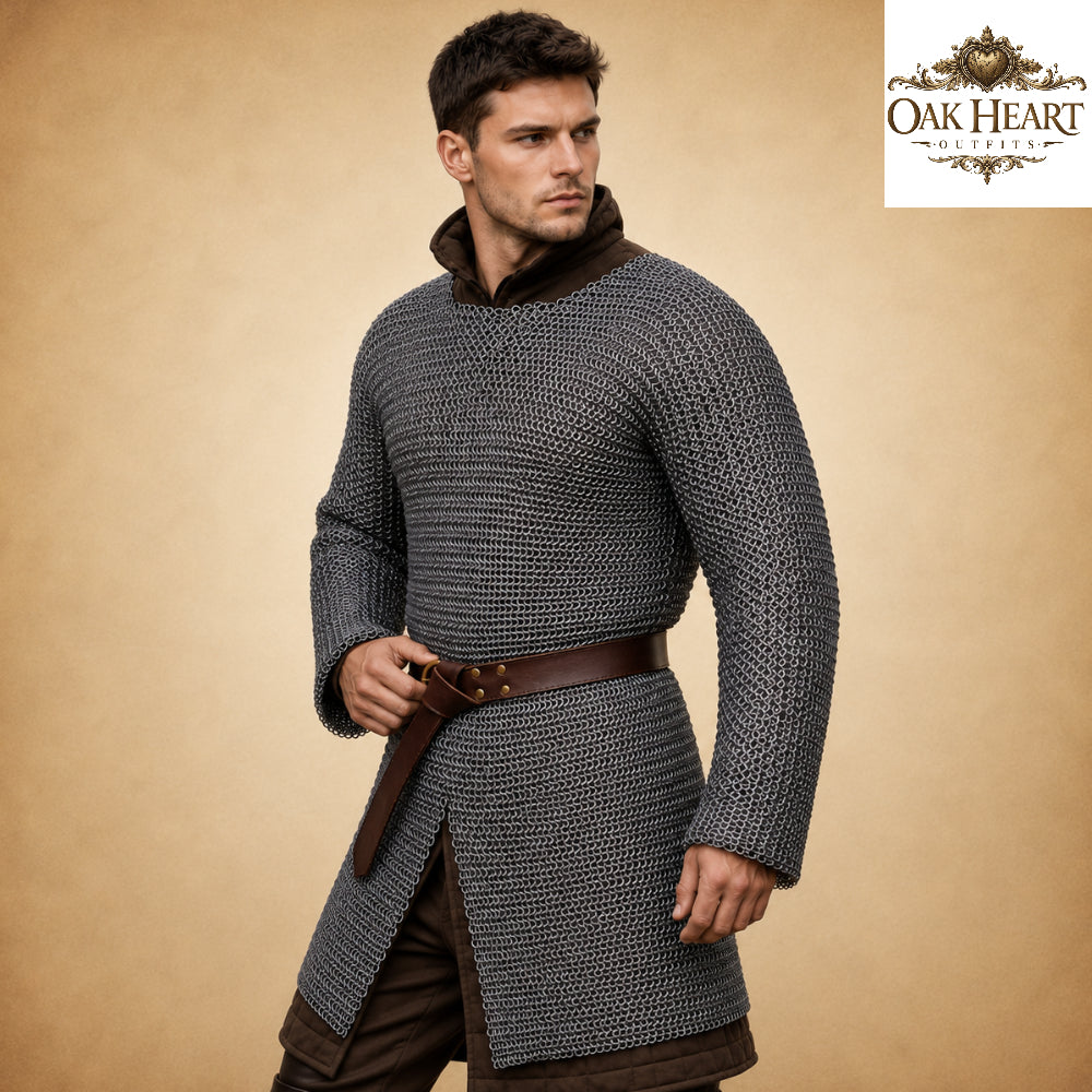 Medieval Chainmail Armor Shirt – 8MM Flat Riveted with Washers for LARP Combat
