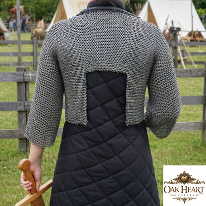 Medieval Chainmail Half Hauberk 9mm Riveted Mail Shirt Knight Armor LARP Cosplay
