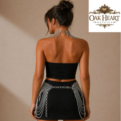 Anodized Aluminum Chainmail Collar & Skirt Set – Ren Faire Cosplay Costume, Medieval Outfit