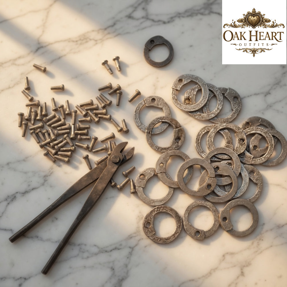 Chainmail Repair Rings – Flat Steel Riveted Rings for Armor Repair with Free Tool
