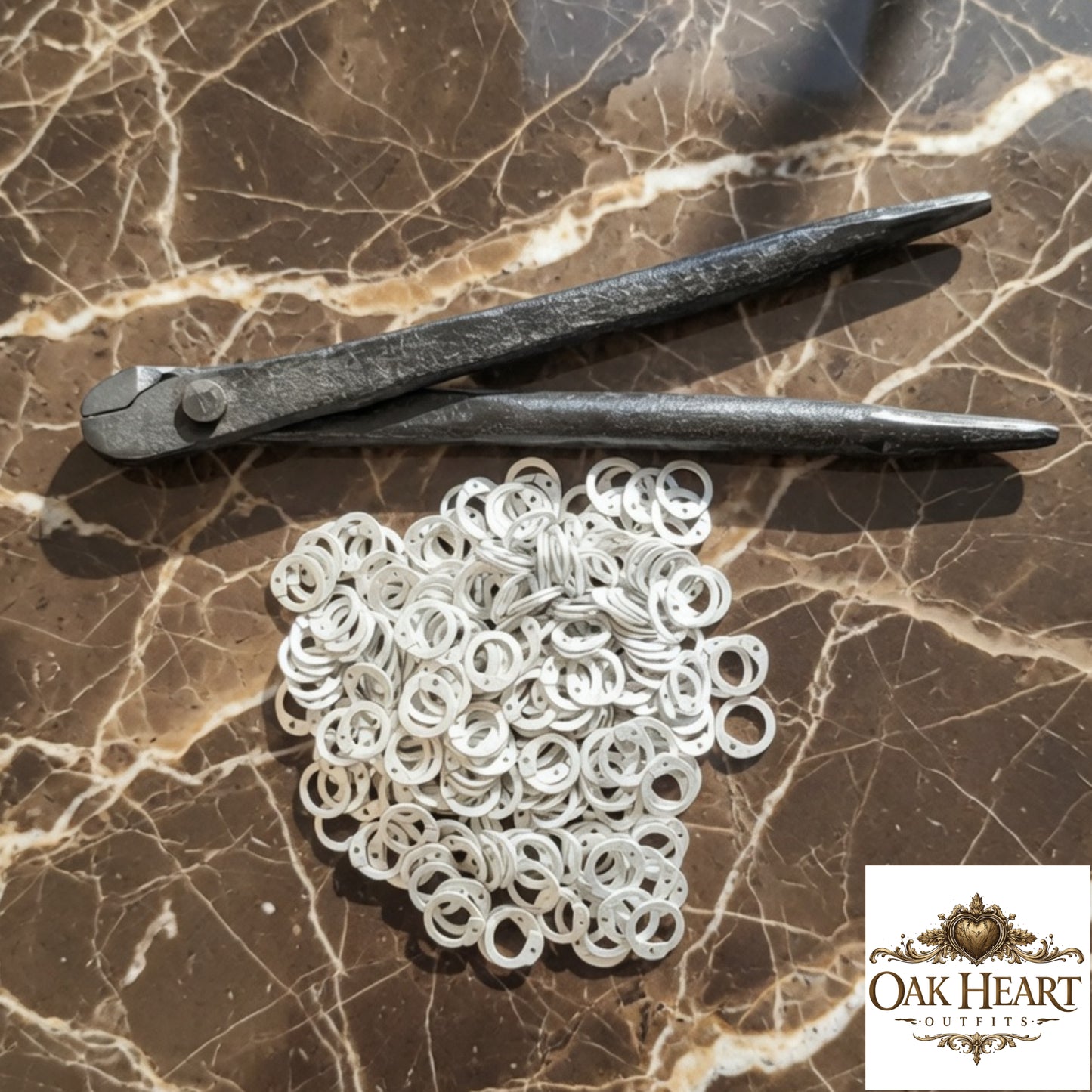 Loose 9mm Chainmail Rings – Flat Riveted Steel Rings with Free Tool for DIY Chainmail