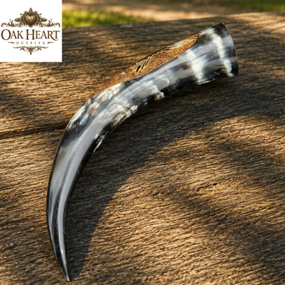 Viking Drinking Horn | Handcrafted Engraved Mead Horn | Nordic Horn Mug