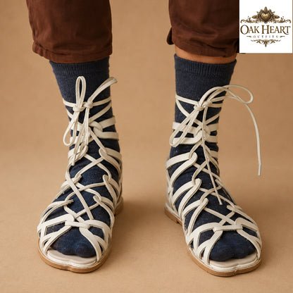Handcrafted Roman Caligae Sandals – Medieval Greek Leather Warrior Footwear