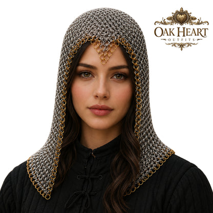 Medieval Aluminum Butted Chainmail Coif Hood – 10MM Rings Lightweight Armor