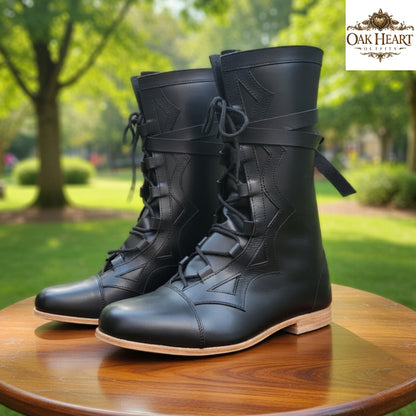 Medieval Leather Renaissance Boots | Viking Pirate Renfaire Shoes for Reenactment & Cosplay