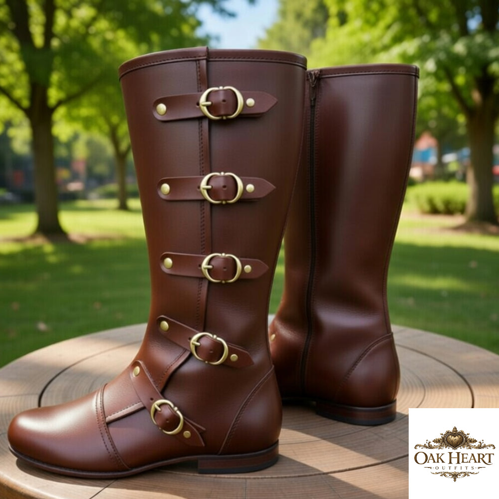 Medieval Leather Boots – Viking Pirate Shoes for LARP, Ren Faire &amp; Halloween Costume
