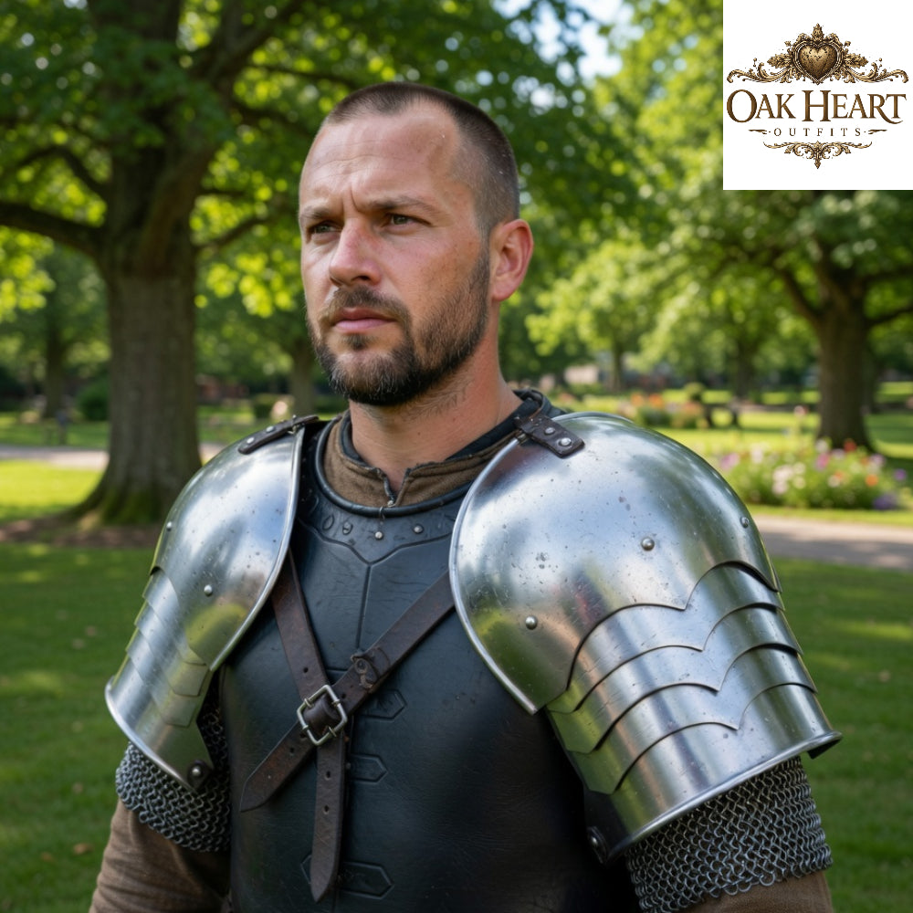 Medieval Steel Pauldrons Arm Armor XIV Century SCA LARP Cosplay Knight Gear