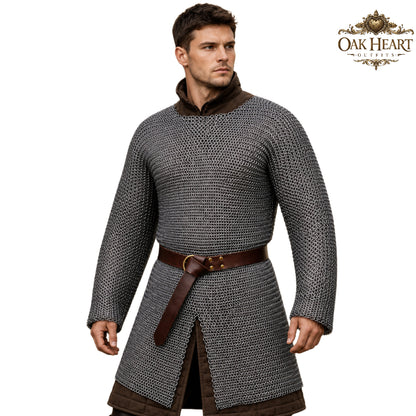 Medieval Chainmail Armor Shirt – 8MM Flat Riveted with Washers for LARP Combat