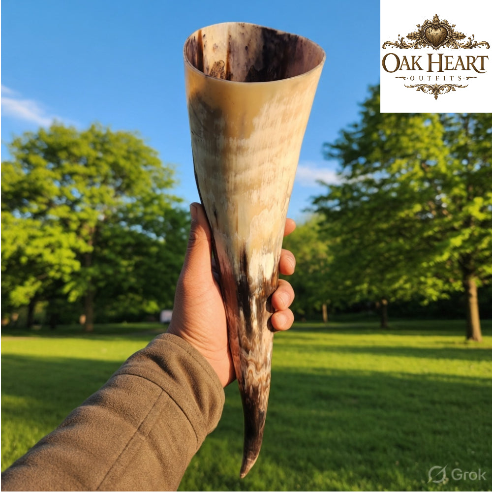Odin Viking Drinking Horn – Handcrafted Norse Mead Horn with Valknut