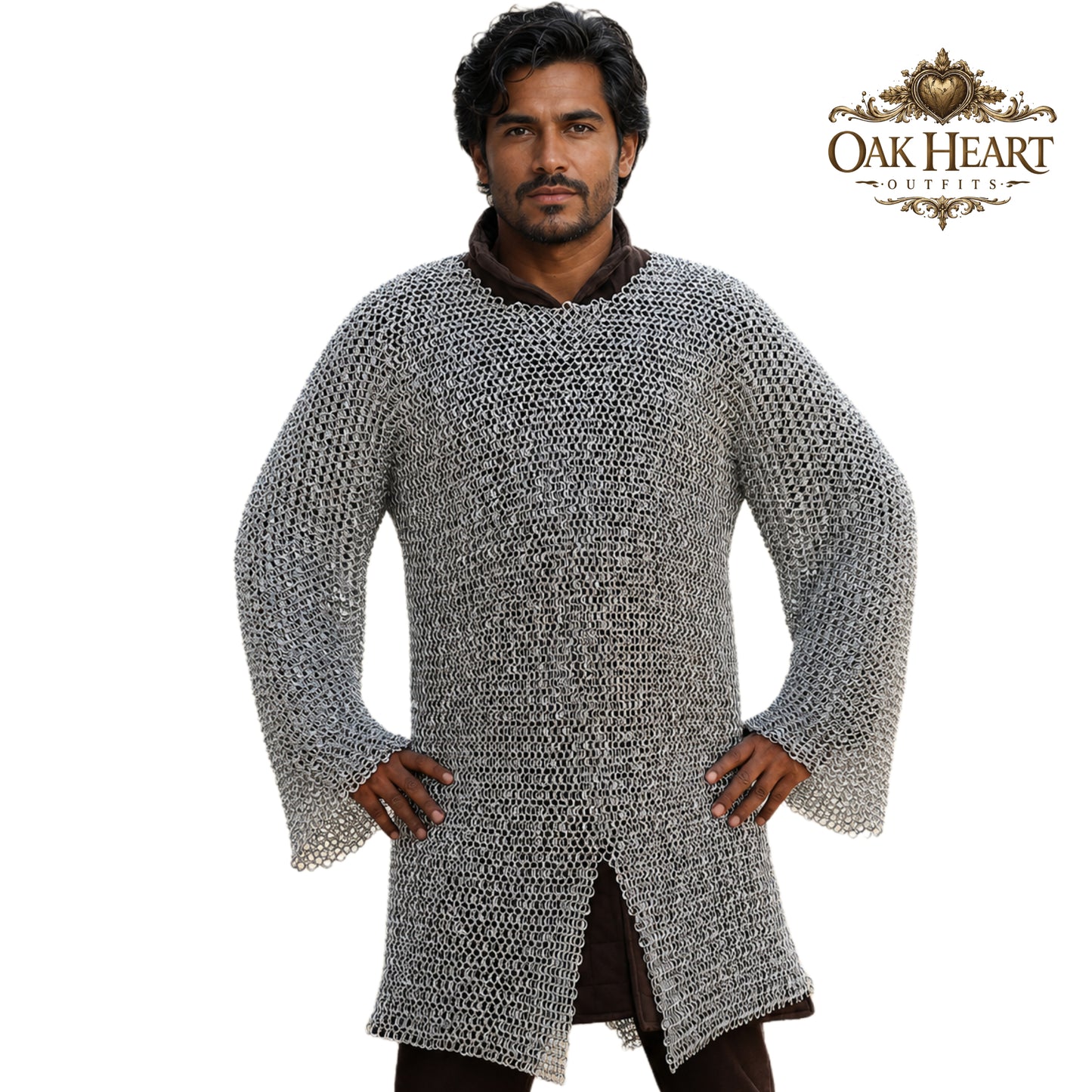 Medieval Aluminum Chainmail Hauberk 9MM Round Ring Armor – Lightweight Costume Shirt for Reenactment