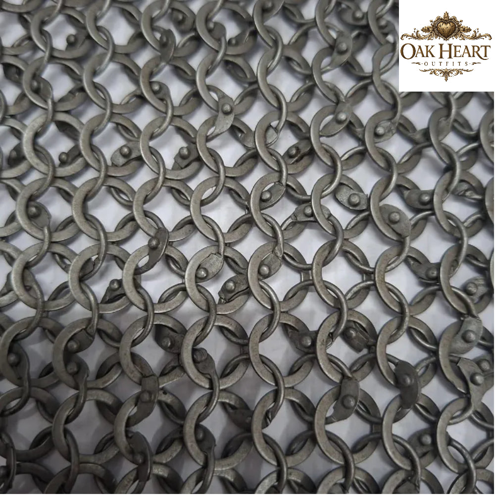 Medieval Chainmail Shirt – 9MM Round Riveted Steel Armor with Washers for LARP
