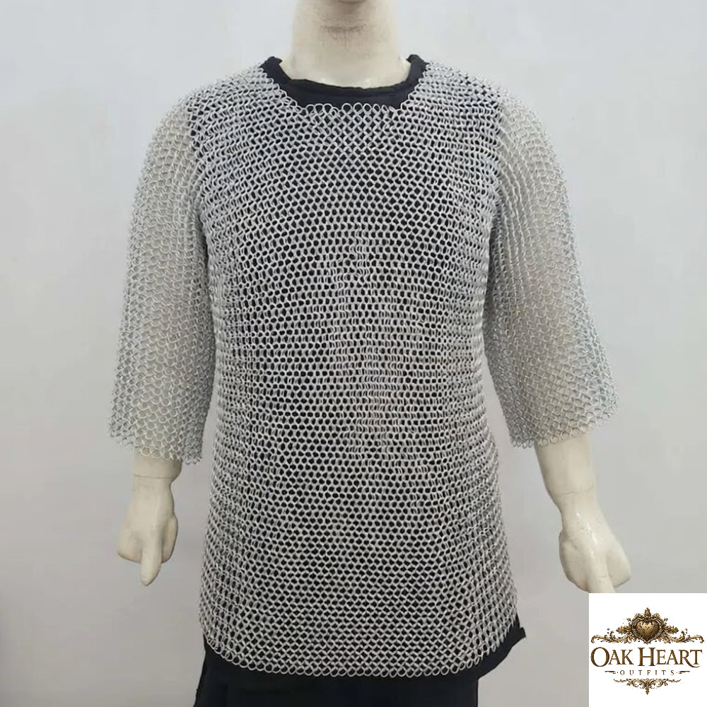 Medieval Aluminum Chainmail Shirt – 9MM Butted Rings, Half Sleeve Haubergeon
