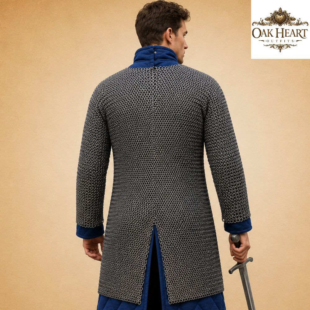 Medieval Chainmail Shirt Full Sleeve – 9MM Riveted Rings with Washers Armor