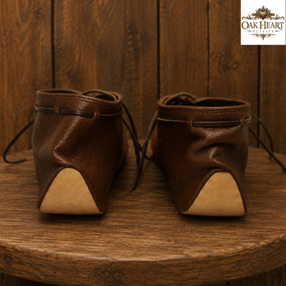 Medieval Viking Leather Shoes – Handmade Haithabu Embroidered LARP Footwear