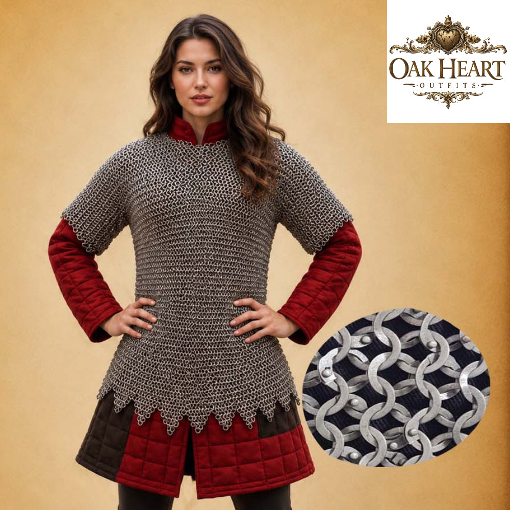 Medieval Knight Chainmail Hauberk – 9MM Riveted Rings Armor Shirt
