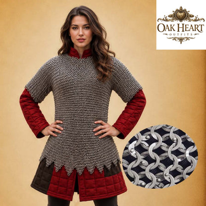 Medieval Knight Chainmail Hauberk – 9MM Riveted Rings Armor Shirt