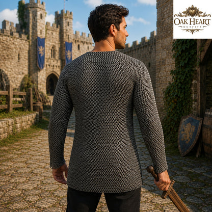 Medieval Chainmail Shirt, 9mm Round Riveted Rings with Washers, Steel Hauberk for LARP, SCA, Cosplay & Reenactment