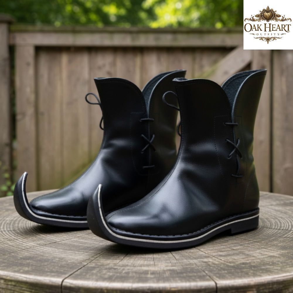 Medieval Tulip Boots | Low Poulaines Leather Shoes for LARP & Ren Faire