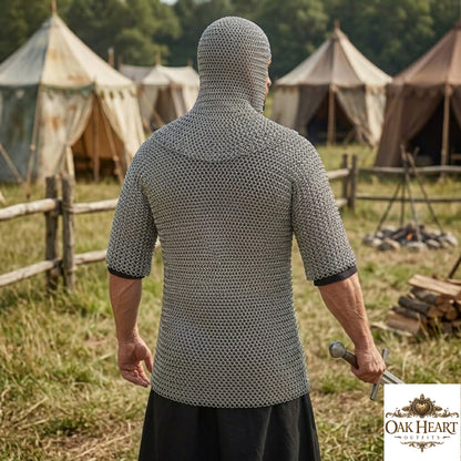 Medieval Chainmail Shirt with Coif Aluminum Butted Armor Set Handmade LARP Gear