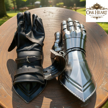 Gothic Gauntlets 15th–16th Century | 16 Gauge Mild Steel Armor Gloves with Padded Leather