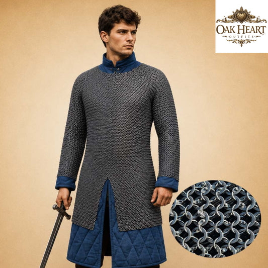Medieval Chainmail Shirt Full Sleeve – 9MM Riveted Rings with Washers Armor