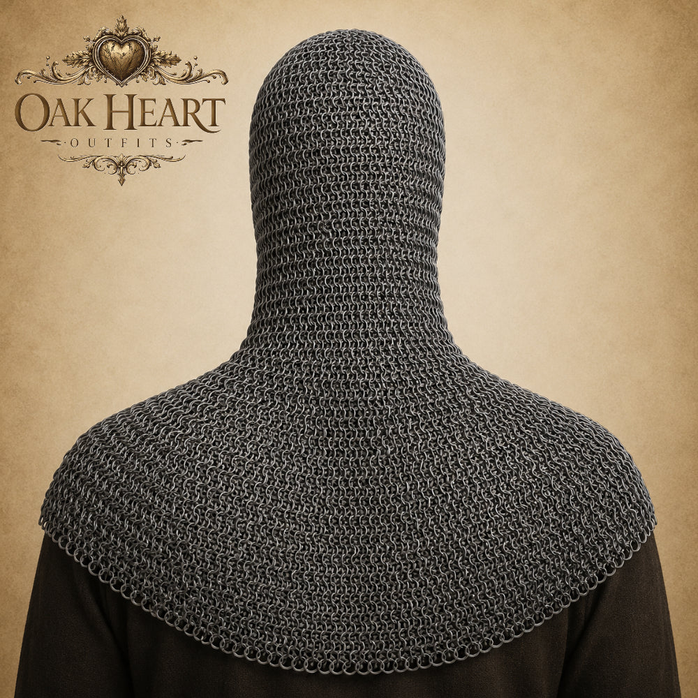 Medieval Knight Chainmail Hood – 9MM Riveted Round Ring Coif