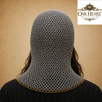 Medieval Aluminum Butted Chainmail Coif Hood – 10MM Rings Lightweight Armor
