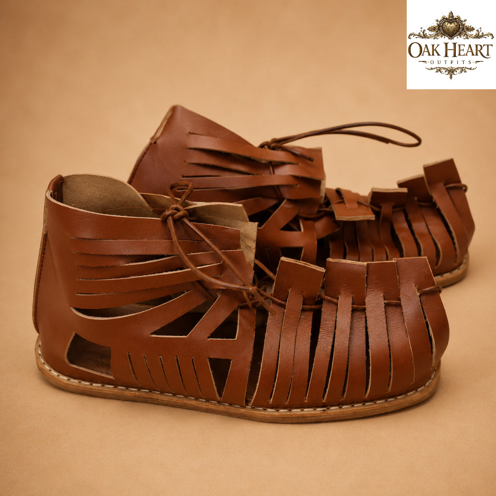 Handcrafted Roman Gladiator Sandals for Men | Brown Leather Lace-Up Summer Sandals |