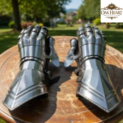 Gothic Gauntlets 15th–16th Century | 16 Gauge Mild Steel Armor Gloves with Padded Leather