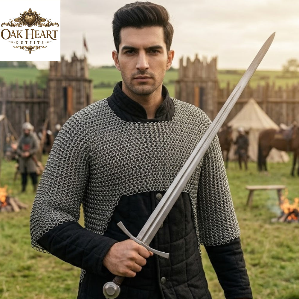 Mild Steel 9mm Flat Riveted Chainmail Voider, Medieval Half Body Armor, LARP & Reenactment Gear