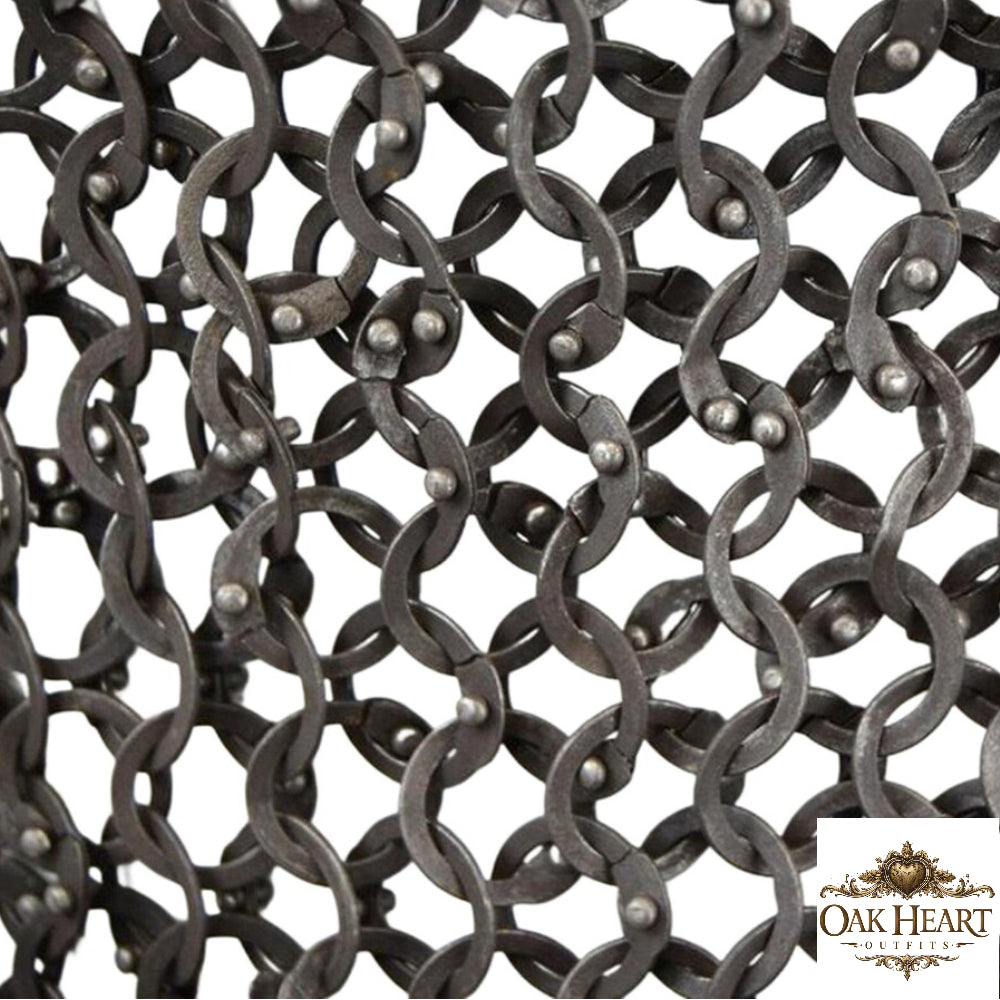 Medieval Chainmail Shirt Stainless Steel 9mm Riveted Rings Half Sleeve Armor
