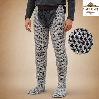 Medieval Mild Steel Chainmail Chausses – 9MM Flat Riveted Maile Leggings