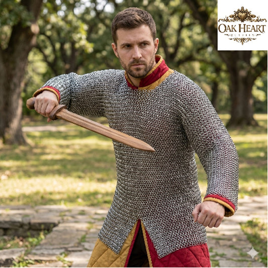 Aluminum Chainmail Hauberk – 10mm Flat Riveted Rings Lightweight Medieval Armor
