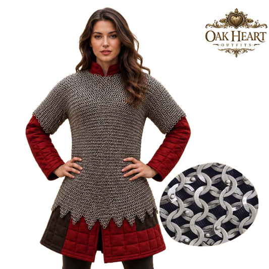 Medieval Knight Chainmail Hauberk – 9MM Riveted Rings Armor Shirt