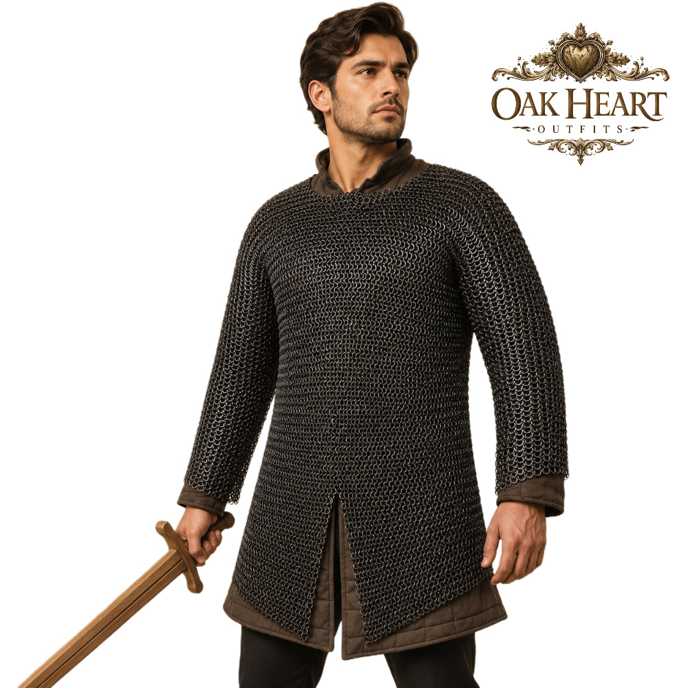 Medieval Chainmail Shirt | 9mm Round Riveted Rings with Flat Washers | Handmade LARP Armor | Viking Hauberk