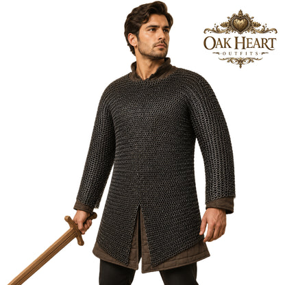 Medieval Chainmail Shirt | 9mm Round Riveted Rings with Flat Washers | Handmade LARP Armor | Viking Hauberk
