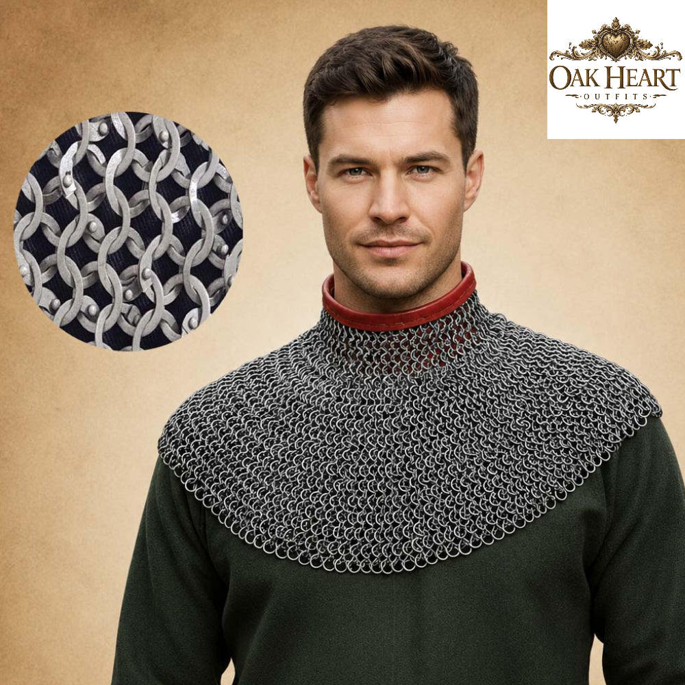 Medieval Chainmail Collar – Flat Riveted & Washer Gorget