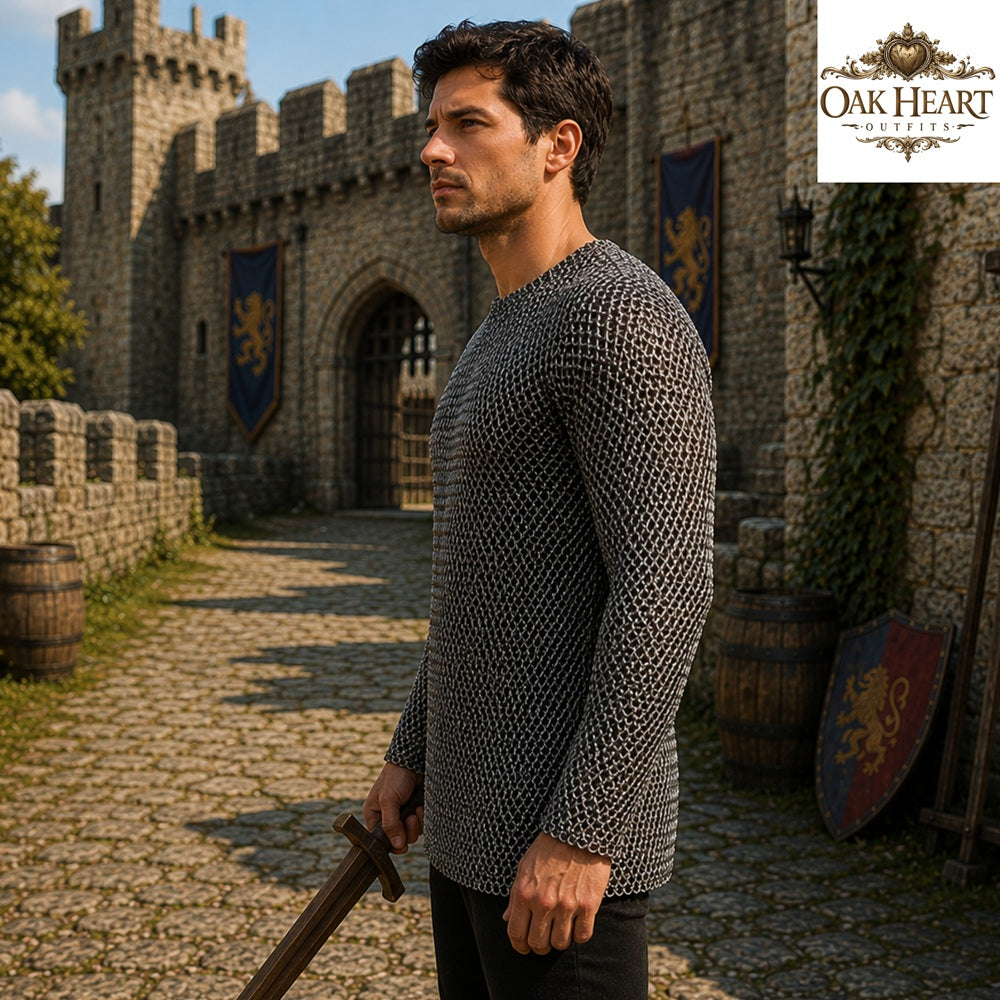 Medieval Chainmail Shirt, 9mm Round Riveted Rings with Washers, Steel Hauberk for LARP, SCA, Cosplay & Reenactment