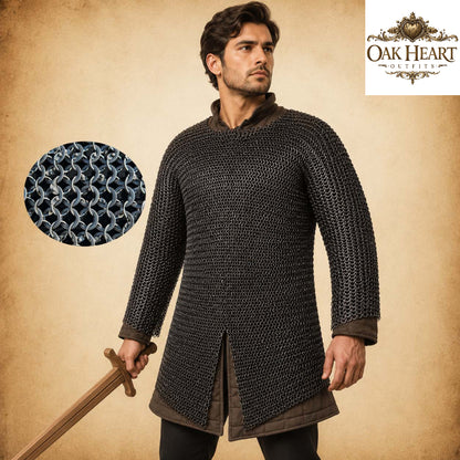 Medieval Chainmail Shirt | 9mm Round Riveted Rings with Flat Washers | Handmade LARP Armor | Viking Hauberk
