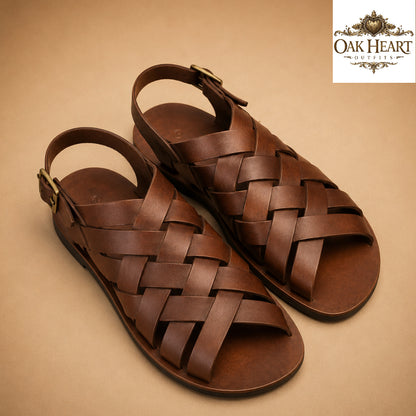 Handmade Roman Greek Sandals – Leather Strappy Flat Shoes